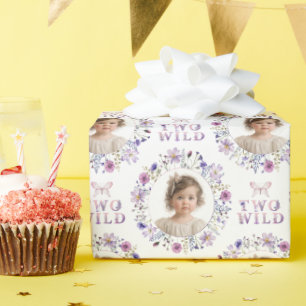 Twee wilde 2e verjaardag foto cadeau wrap papier