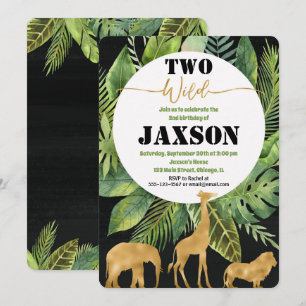 Twee wilde 2e verjaardag jongen uitnodigingen