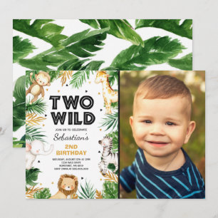 Twee wilde 2e verjaardag van de Safari Dierenparti Kaart