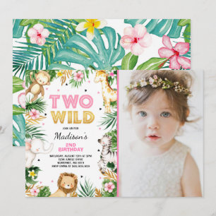 Twee wilde 2e verjaardag van de Safari Dierenparti Kaart