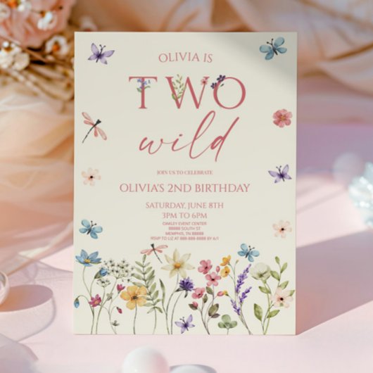 Twee Wilde Bloem Wilde Bloem 2e Verjaardagsfeest Kaart