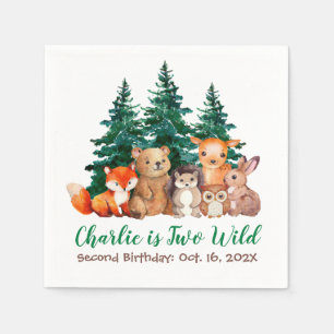 Twee Wilde Bosdieren Bos Tweede Verjaardag N Servet