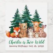 Twee wilde bosdieren van het bos wijn etiket (Enkel label)