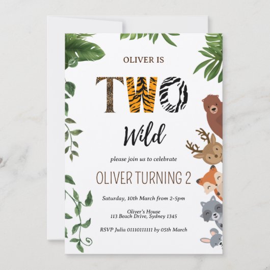 Twee Wilde Dieren Brieven 2e Verjaardag Kaart (Voorkant)