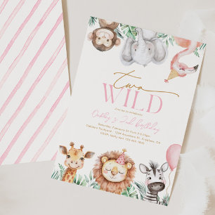 Twee wilde dieren feest uitnodiging