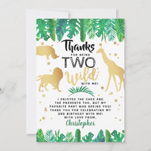 Twee wilde jongens tweede verjaardag bedankkaart (Voorkant)