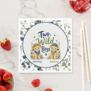 Twee Wilde Jongens Verjaardagsfeest Aangepast Servet