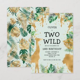 Twee Wilde Jungle Safari Groen Goud 2e Verjaardag Kaart