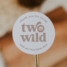 Twee wilde leeuwen verjaardag bedankt ronde sticker