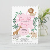Twee Wilde Meisje 2e Verjaardag Uitnodiging (Staand voorkant)