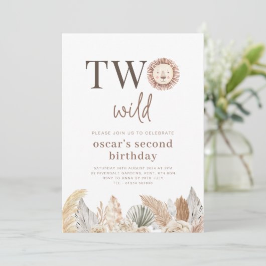 Twee wilde neutrale bladeren verjaardagsuitnodigin kaart (Staand voorkant)