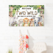 Twee wilde Oerwoud Dieren 2e verjaardagsachtergron Spandoek (Insitu)