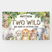 Twee wilde Oerwoud Dieren 2e verjaardagsachtergron Spandoek (Horizontaal)
