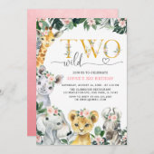 Twee wilde Oerwouden van Safari 2e verjaardag Invi Kaart (Voorkant / Achterkant)