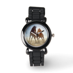 Twee wilde paarden in de woestijn horloge