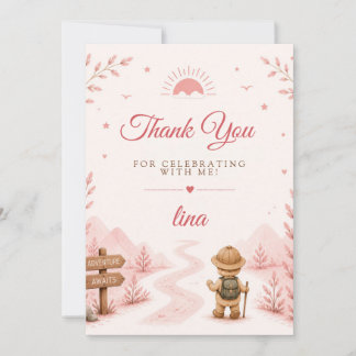 Twee Wilde Roze Boho Verjaardag Bedankkaart
