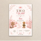 Twee Wilde Roze Boho Verjaardagsontwerp voor een O Kaart