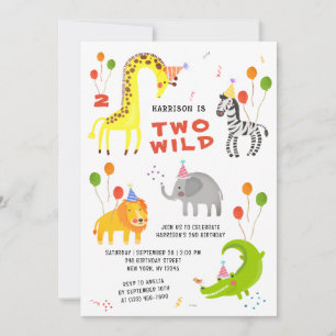 Twee Wilde Safari Dieren 2e Verjaardag Kaart