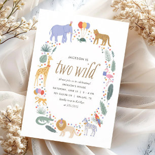 Twee Wilde Safari Dieren 2e Verjaardag Kaart