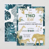 Twee Wilde Safari Dieren 2e verjaardag Kaart (Voorkant / Achterkant)