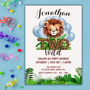 Twee wilde safari-dieren Cute Leeuw 2e verjaardag Kaart