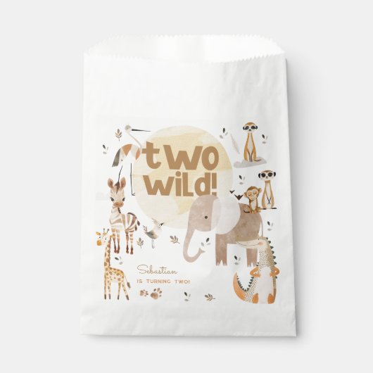 Twee wilde safari dieren kinderen verjaardag bedankzakje (Voorkant)