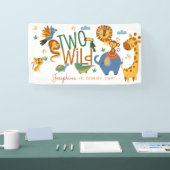 Twee wilde safari dieren kinderen verjaardagsfeest spandoek (Beurs)