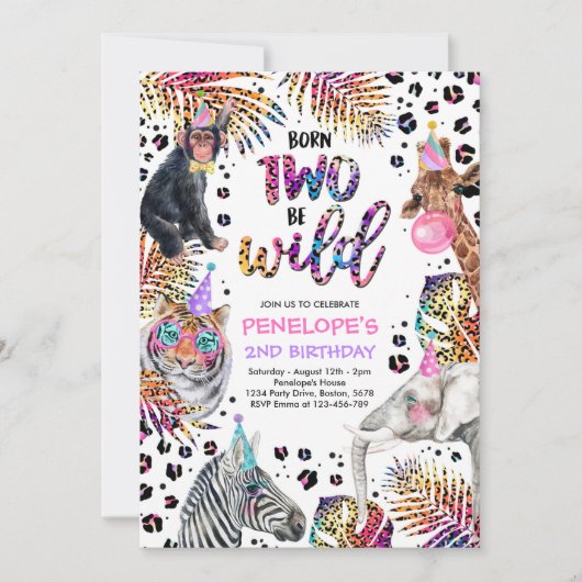 Twee wilde Safari-dieren regenboogschaap Birthday Kaart (Voorkant)