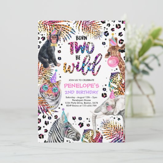 Twee wilde Safari-dieren regenboogschaap Birthday Kaart (Staand voorkant)