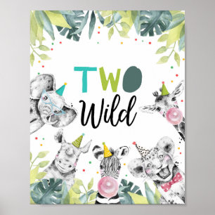 Twee wilde Safari-dieren tweede geboortedag Poster