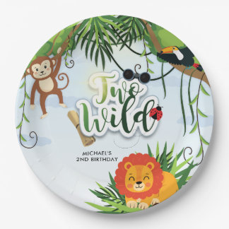 Twee Wilde Safari Jungle Tropische Babyfeest Papieren Bordje