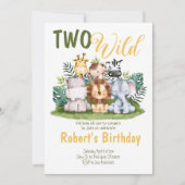 Twee wilde Safari Kids verjaardagsuitnodiging Kaart (Voorkant)