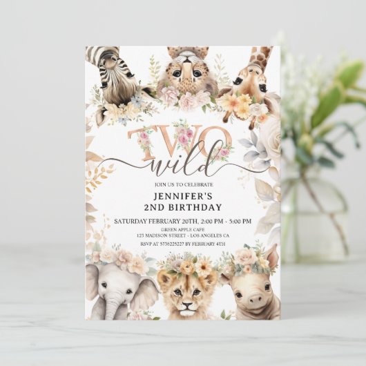 TWEE WILDE | Safari Oerwoud Dieren 2e Verjaardag M Kaart (Staand voorkant)