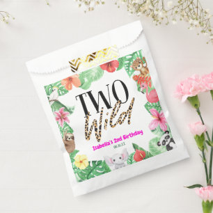 Twee Wilde Tropische Dierenpartij 2e verjaardag Bedankzakje