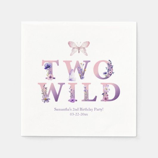 Twee Wilde Tweede Verjaardag Floral Party servette Servet (Voorkant)