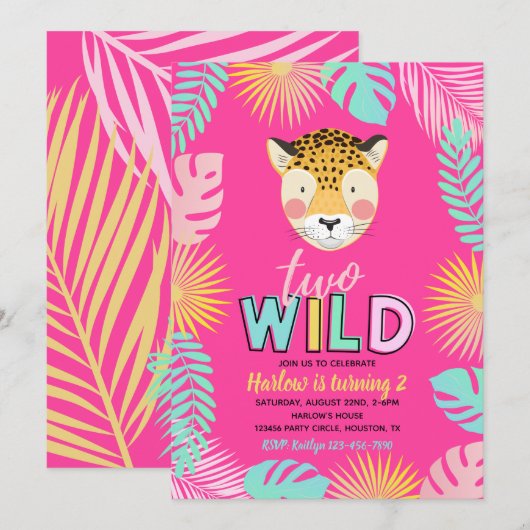 Twee Wilde Uitnodiging | Girl Two Wild Invitation (Voorkant / Achterkant)