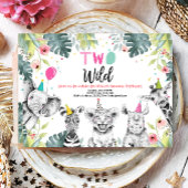 Twee Wilde Verjaardag Uitnodiging Safari Meisje Di