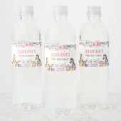 Twee wilde viering - Roze Dier Extravaganza! Waterfles Etiket (Flessen)