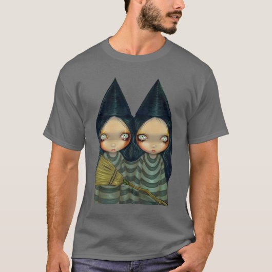 Twee Witchy Sisters gothic witch Halloween Shirt (Voorkant)