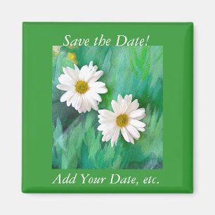 Twee Witte Daisies Square Magnet Magneet