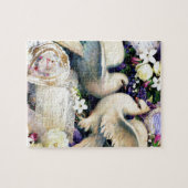 Twee witte doven bloemen legpuzzel (Horizontaal)