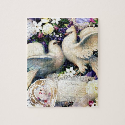 Twee witte doven bloemen legpuzzel (Verticaal)