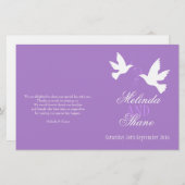 Twee witte doven paarse lintbruiloft (Voorkant / Achterkant)