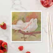 TWEE WITTE DOVES MONOGRAM PARTIJ SERVETTEN (Insitu)
