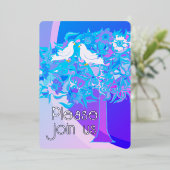 Twee witte duiven Art Deco stijl Folie Uitnodiging (Staand Voorkant)