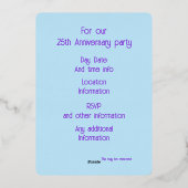 Twee witte duiven Art Deco stijl Folie Uitnodiging (Achterkant)