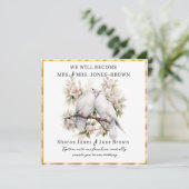 Twee witte duiven lesbische bruiloft kaart (Staand voorkant)