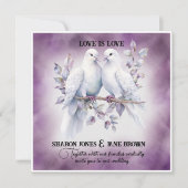 Twee witte duiven lesbische bruiloft kaart (Voorkant)