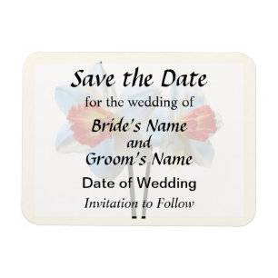 Twee Witte En Oranje Narcissen Save the Date Magneet