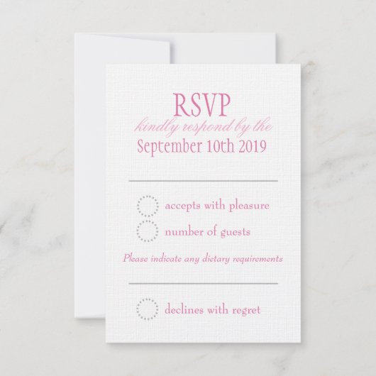 Twee witte liefvogels roze formele bruiloft RSVP (Achterkant)